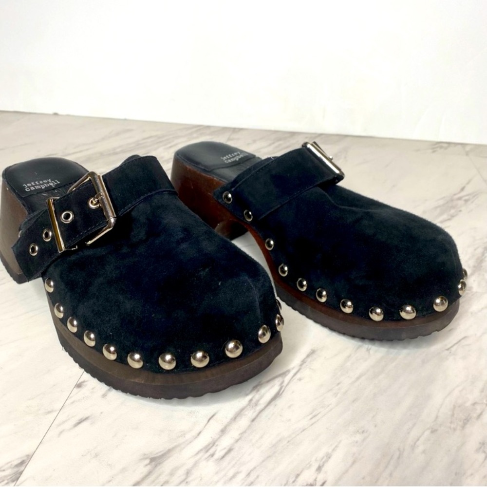 Jeffrey Campbell Ichlieb Black Suede Heeled Clog 8